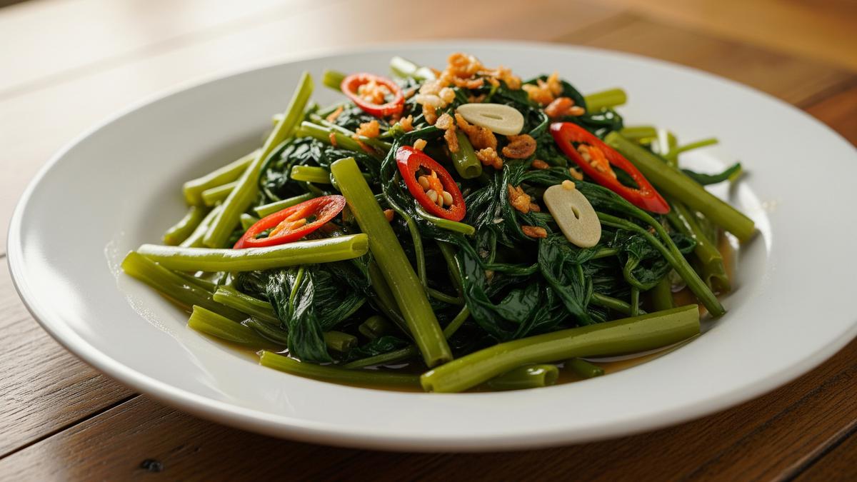 Resep Tumis Kangkung Terasi yang Wangi, Renyah, dan Tetap Hijau