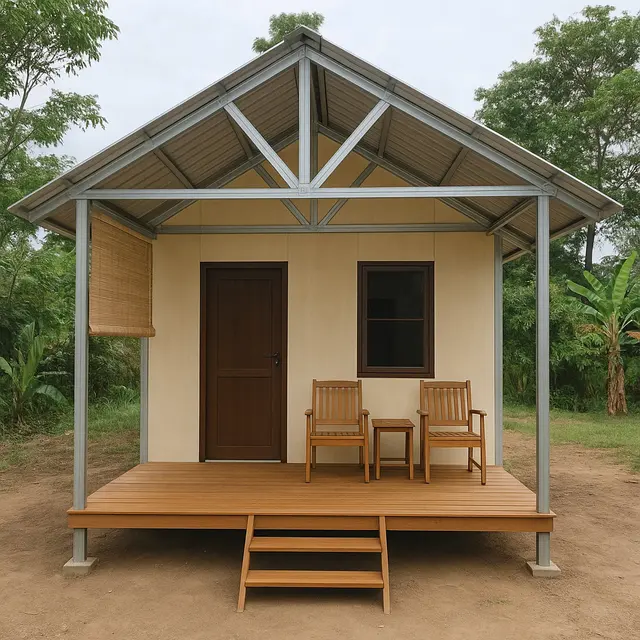 Model Rumah Semi Permanen dari Baja Ringan dan Triplek Budjet Rp 15-25 Juta