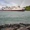 Sebuah kapal saat mengangkut pemudik dari Pelabuhan Merak menuju Bakauheni, Lampung Selatan, Sabtu (30/4/2022). Mudik via kapal laut merupakan salah satu transportasi yang hingga kini masih favorit digunakan warga Indonesia untuk pulang ke kampung halaman, salah satunya adalah rute Merak-Bakauheni. (merdeka.com/Iqbal S. Nugroho)