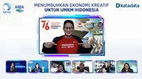 Menteri Pariwisata dan Ekonomi Kreatif Sandiaga Uno dalam webinar Menumbuhkan Ekonomi Kreatif untuk UMKM Indonesia, Kamis (12/8/2021).