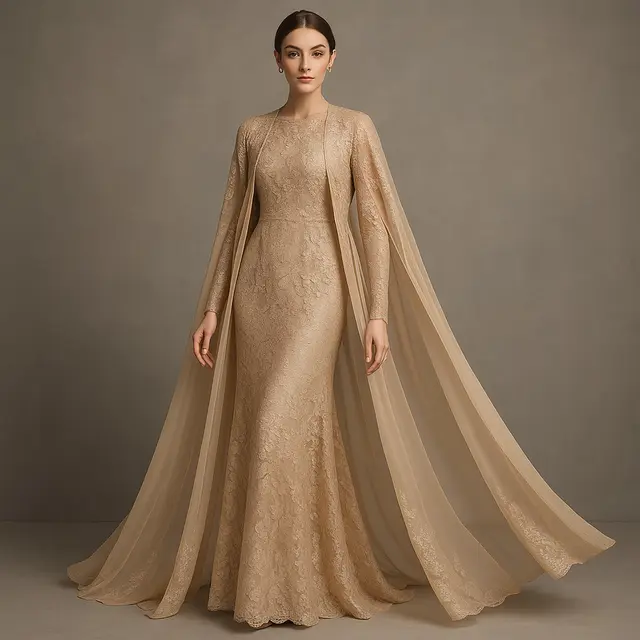 7 Model Long Dress Brokat Kombinasi Outer Lengan Panjang Kekinian 2025, Elegan dan Modis