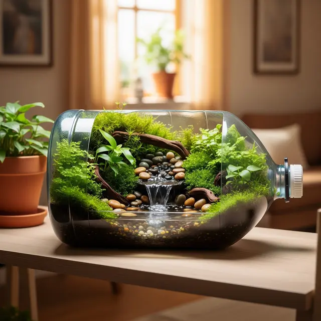 Kebun Paludarium dari Galon Bekas di Rumah (Gemini AI)