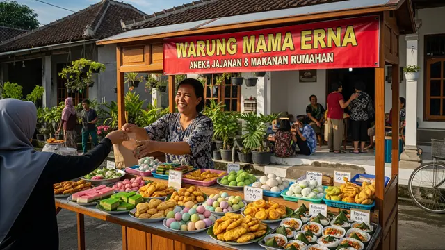buatkan foto realistis format landscape Usaha Kecil untuk IRT indonesia yang Bisa Menghasilkan Uang Setiap Hari