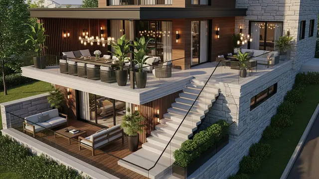 Model Teras Rumah Tanpa Pagar yang Tetap Aman dan Terlihat Mewah (AI)