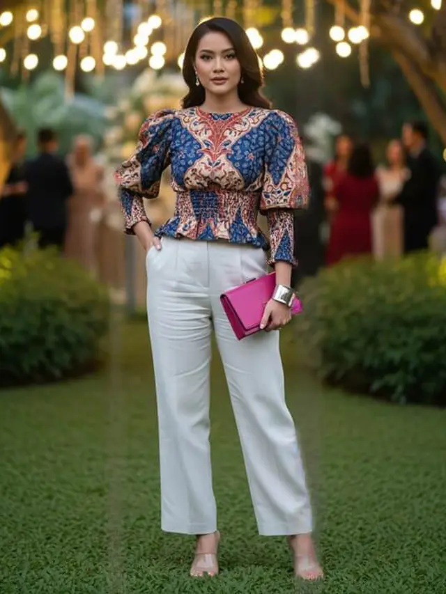 Model Atasan Batik Kombinasi Celana Bahan untuk Kondangan
