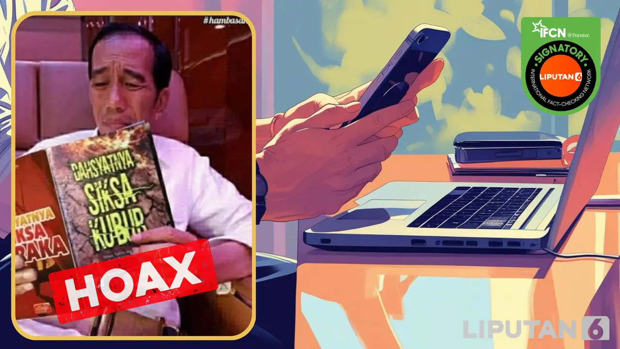 Cek fakta foto mantan presiden Jokowi sedang membaca buku "Dahsyatnya Siksa Kubur"