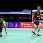 Hendra Setiawan / Mohammad Ahsan gagal menyumbangkan poin untuk Indonesia saat menghadapi Tiongkok pada semifinal Piala Thomas 2018 di Impact Arena, Bangkok, Thailand, Jumat (25/5/2018). (Humas PP PBSI)