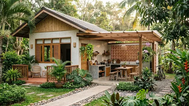 Desain Rumah 6x9 dengan Konsep Tropis yang Sejuk dan Hemat Lahan