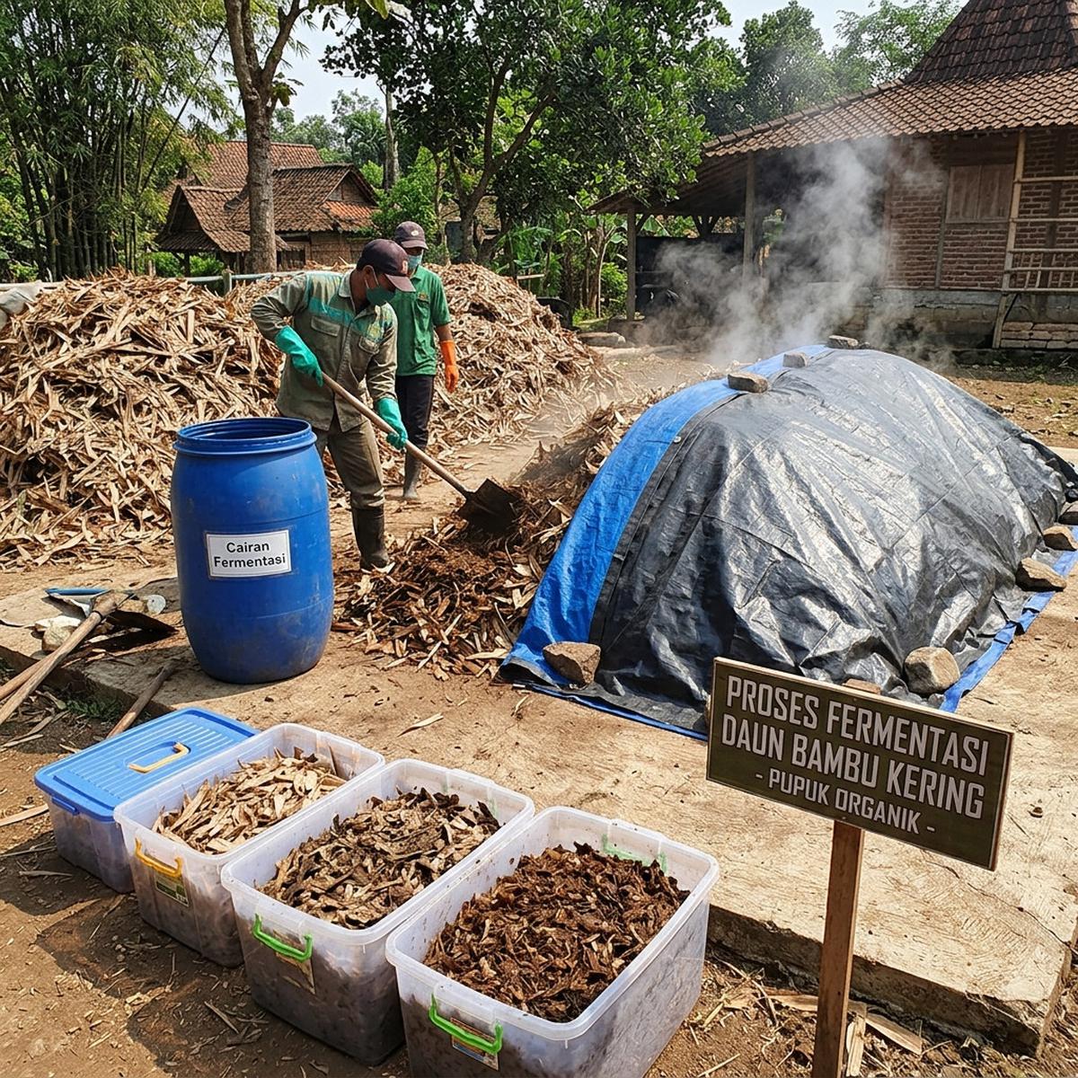 Fermentasi Daun Bambu Kering (AI Generated)