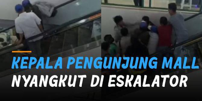 VIDEO: Viral Detik-Detik Kepala Pengunjung Mal Nyangkut di Eskalator