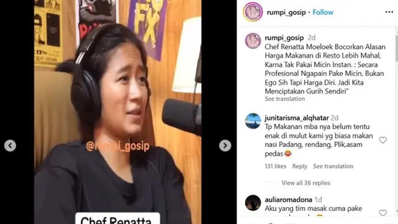 Chef Renatta Ungkap Alasan Harga Makanan di Restoran Lebih Mahal, Bukan Hanya karena Pajak