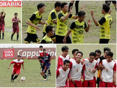 Berikut ini Universitas Negeri Makassar dan tim yang berhasil lolos perempat final turnamen Torabika Campus Cup 2017. (Bola.com/M Iqbal Ichsan)