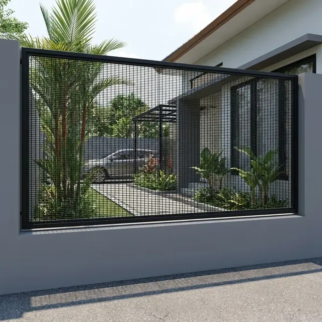 Model Pagar Rumah dengan Kombinasi Tembok Rendah dan Besi Tipis