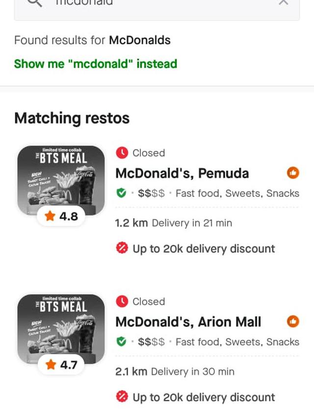 Pesanan BTS Meal Membludak, Layanan Pesan Antar McDonald Sampai Ditutup