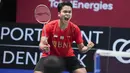 Indonesia meloloskan 5 wakilnya di semifinal Turnamen Bulu Tangkis Swiss Open 2022. Dalam laga perempatfinal yang digelar di St Jakobshalle, Jumat (25/3/2022) kelimanya berhasil mengalahkan lawan-lawannya. Hanya Leo Rolly Carnando/Daniel Marthin yang tumbang. (AFP/Ritzau Scanpix/Claus Fisker)