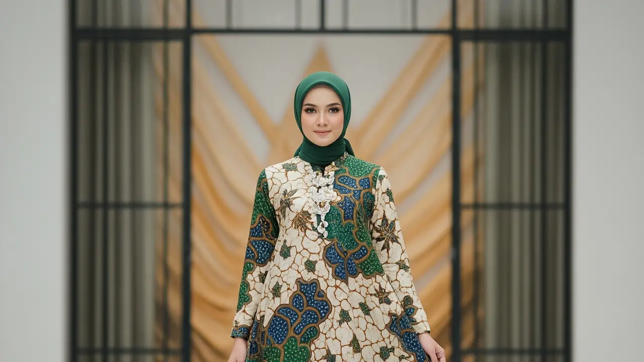 Model Gamis Batik Sutra Syar’i Potongan A-Line