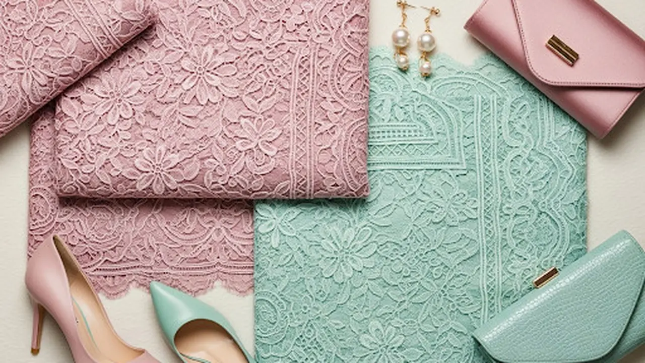 Brokat Pastel Dusty Pink Mint Longgar Elegan