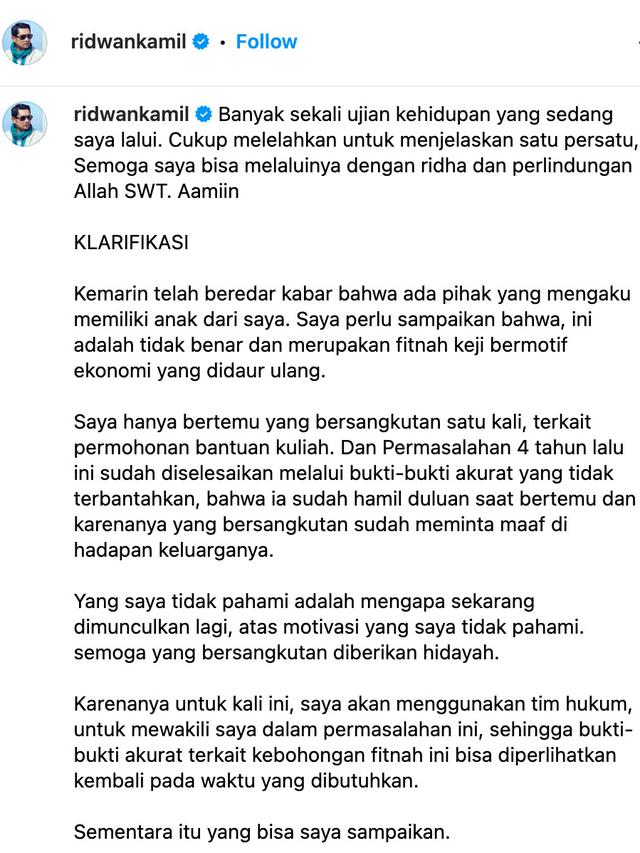 Unggahan Ridwan Kamil. (Foto: Dok. Instagram @ridwankamil)
