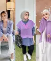 Padu padan kemeja warna biru dengan knit vest lilac, long pants, dan sneakers seperti Alfi Siregar bisa jadi pilihan untuk hangout yang nyaman dan stylish. [IG/alfisrg].