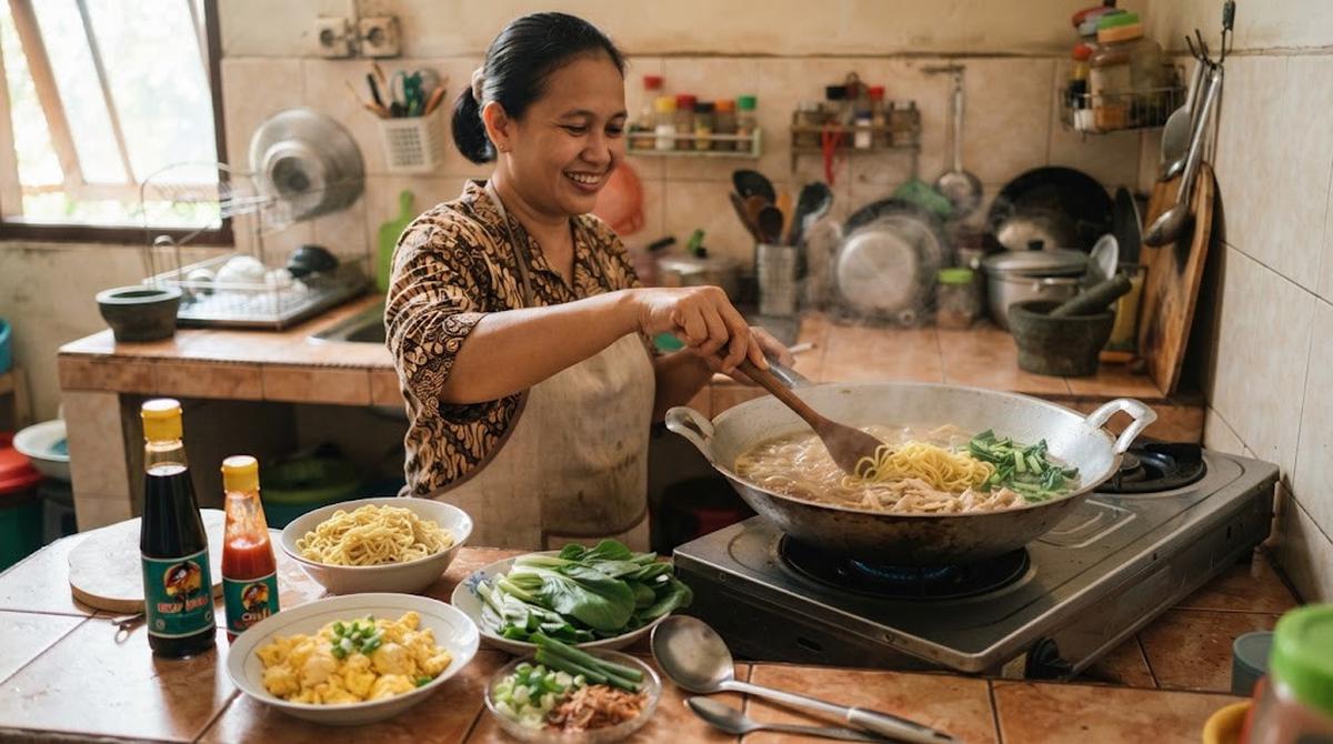 Membuat Mie Kuah Telur