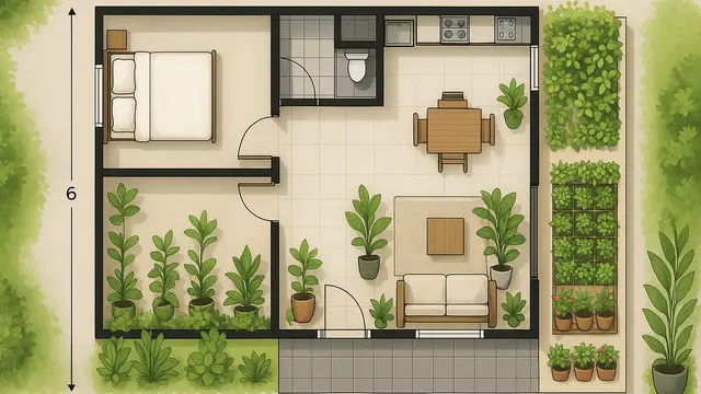 Model Denah Rumah Minimalis 9x6 Meter dengan Teras Depan yang Cocok di 2025/ Ilustrasi oleh AI