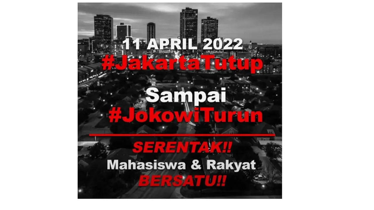 Tangkapan layar flyer aksi demo besar di Jakarta pada 11 April 2022