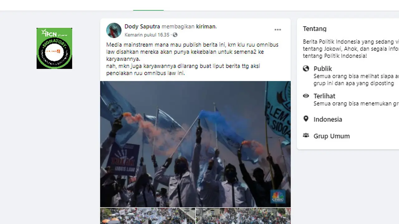 Klaim Tak Ada Media yang Memberitakan Demonstrasi Menolak RUU Omnibus Law