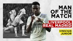 Berita Motion grafis catatan dan statistik Vinicius Junior yang menjadi Man of the Match, saat Real Madrid bantai Liverpool 2-5 pada lanjutan babak 16 besar Liga Champions, Rabu (22/2/2023).