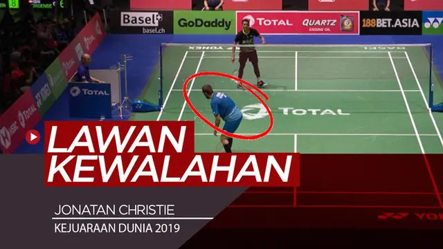 Berita video momen tunggal putra Indonesia, Jonatan Christie, membuat lawannya, Jan O. Jorgensen, kewalahan pada babak ketiga Kejuaraan Dunia Bulu Tangkis 2019, Kamis (22/8/2019).