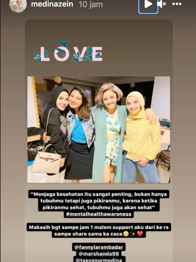 Unggahan Medina Zein. (Foto: Instagram @medinazein)