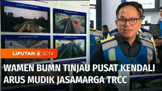 Wakil Menteri BUMN meninjau Jasa Marga Toll Road Command Center Jatiasih, Kota Bekasi, Jawa Barat. Wakil Menteri BUMN melihat ruangan kamera pengawas untuk mengetahui teknologi Jasa Marga Toll Road Command Center yang mendukung layanan arus mudik dan...