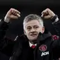 Ole Gunnar Solskjaer senang dengan kemenangan telak yang diraih Manchester United atas Cardiff City. (AP Photo/ Jon Super)