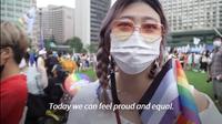 Aktivis Kim Hyun Jung merasa bangga karena festival LGBTQ di Seoul, Korea Selatan. Dok: AFP&nbsp;