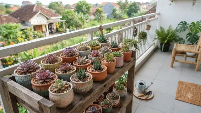 Tanaman yang Cocok Ditanam di Pot Tanpa Lubang sebagai Solusi untuk Balkon Minimalis Model Sukulen