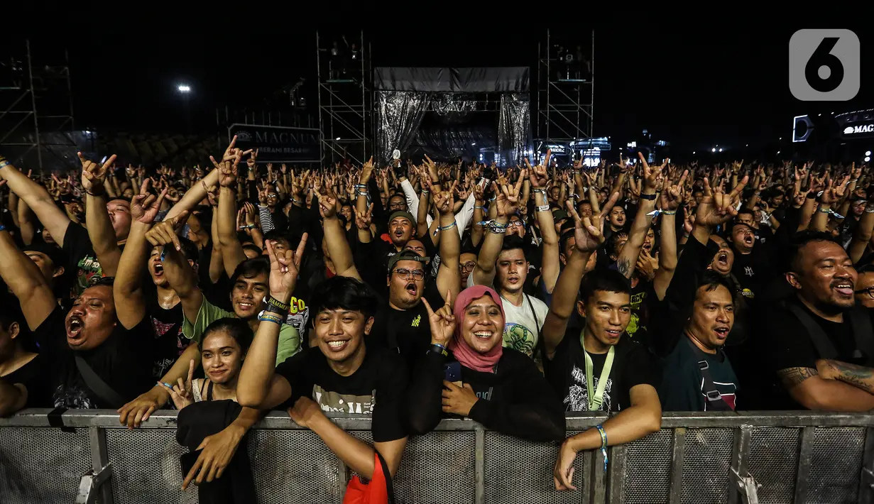 Slipknot akan tampil pada pukul 22.35 WIB sebagai penutup untuk acara Hammersonic Festival 2023. (Liputan6.com/Johan Tallo)