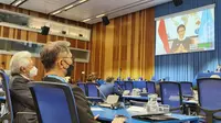 Menteri Luar Negeri RI Retno L.P. Marsudi dalam General Conference (GC) ke-65 Badan Energi Atom Dunia, IAEA, di Wina, Austria (20/9/2021).
