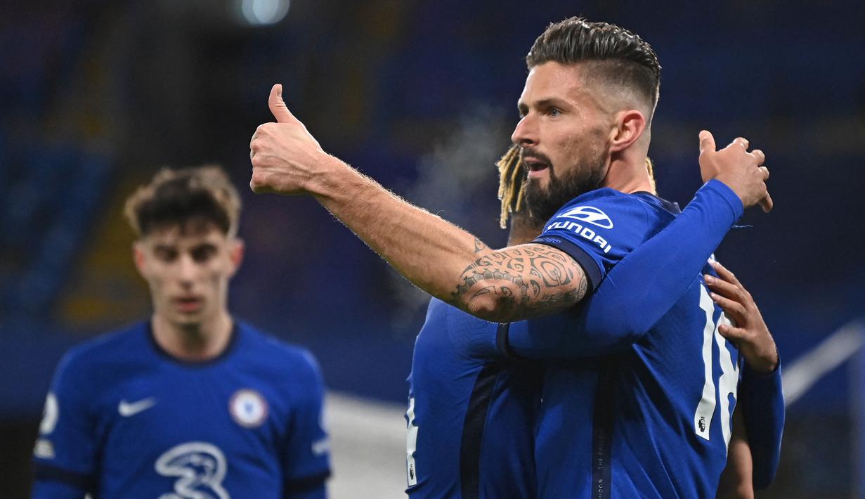 Olivier Giroud. Striker Prancis berusia 35 tahun yang musim ini membela AC Milan, mampu mencetak 21 gol dari 103 laga saat menjadi pemain pengganti di Liga Inggris. Ia melakukannya bersama Arsenal dan Chelsea mulai musim 2012/2013 hingga 2020/2021. (AFP/Pool/Daniel Leal)