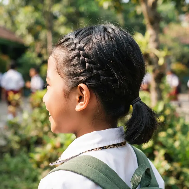 Model Kuncir Rambut Anak Sekolah untuk Rambut Pendek