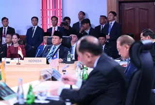 Presiden Prabowo Subianto saat sesi pleno Konferensi Tingkat Tinggi (KTT) ke-48 ASEAN di Mactan Expo, Cebu, Filipina, pada Jumat, 8 Mei 2026. (Foto: Biro Pers, Media, dan Informasi Sekretariat Presiden)