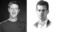Mark Zuckerberg vs Jack Dorsey. Kredit: Facebook Newsroom, Twitter Company Blog. Liputan6.com/Mochamad Wahyu Hidayat