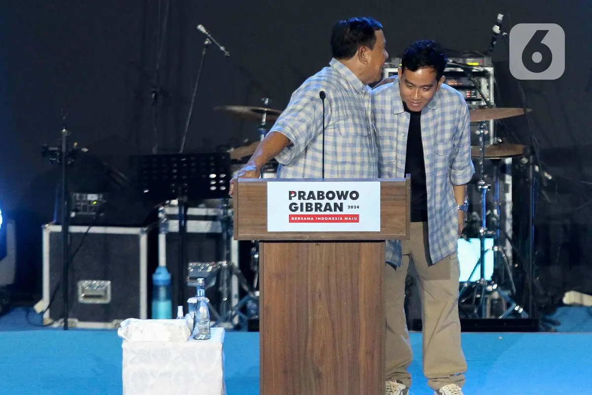 Momen Pidato Kemenangan Hasil Hitung Cepat Pasangan Prabowo-Gibran di Istora Senayan Jakarta