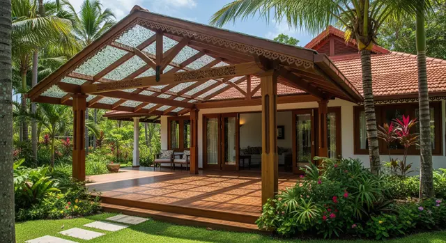 7. Deck Kayu Kecil sebagai Area Transisi Hangat