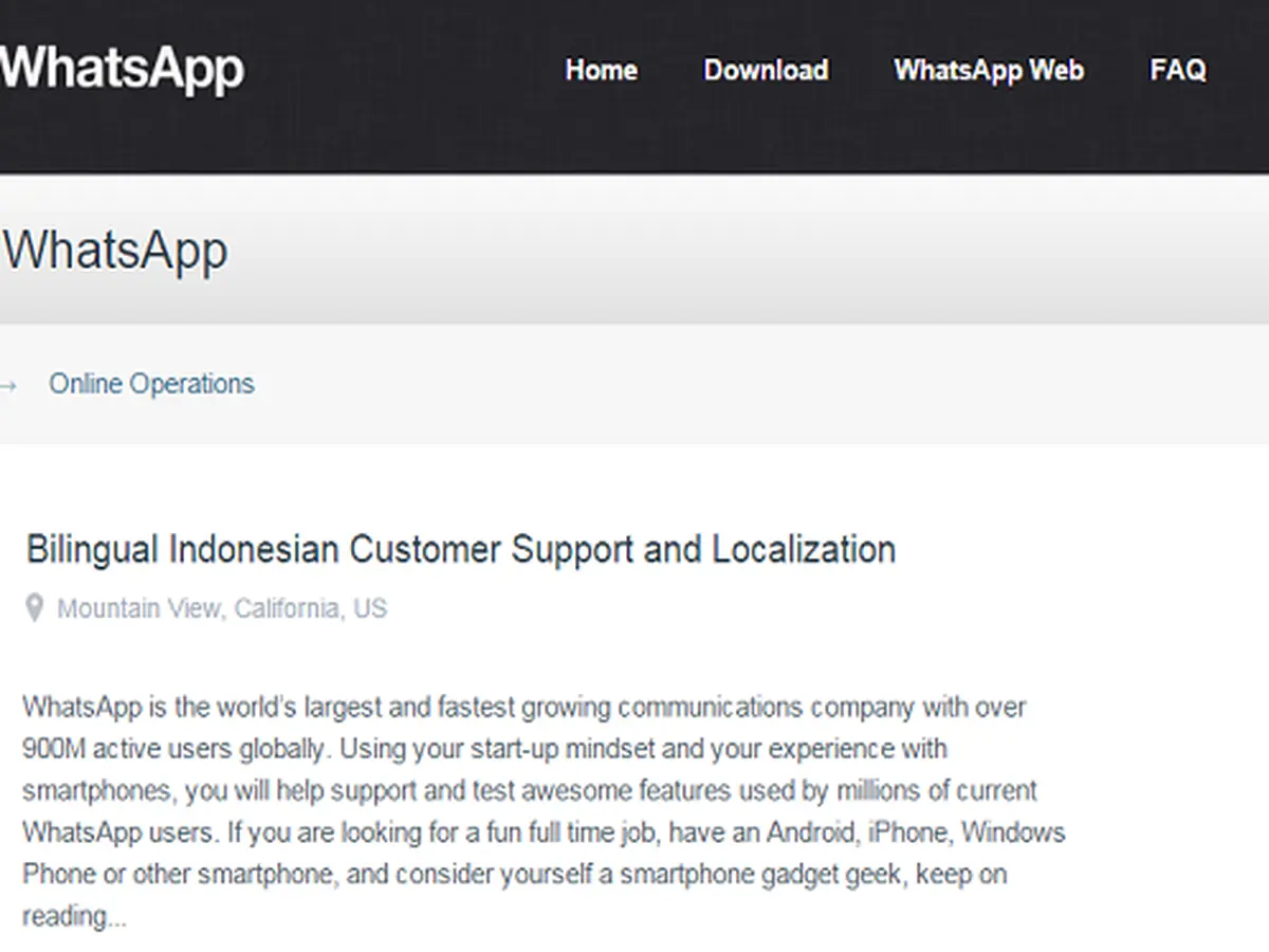 WhatsApp Buka Lowongan Kerja untuk Orang Indonesia, Mau? - Tekno  Liputan6.com