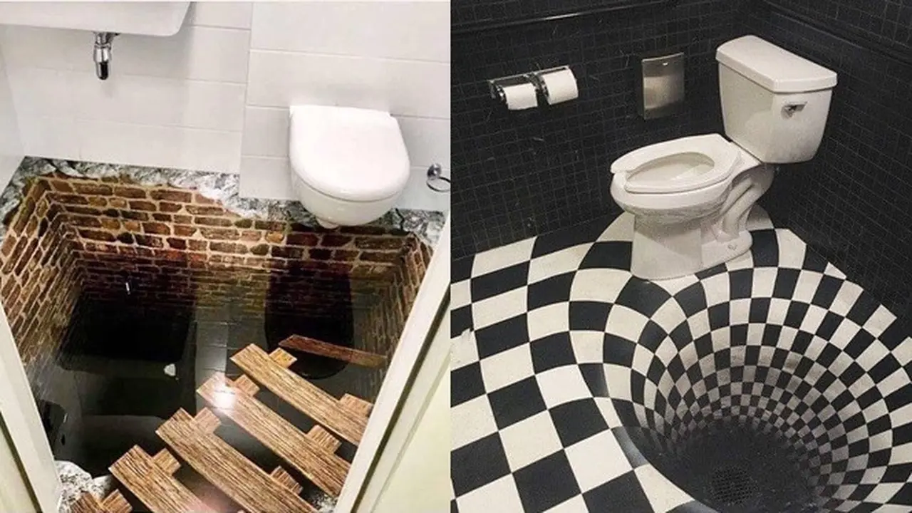 6 Potret Lantai Kamar Mandi Mewah 3D, Ada yang Bikin Pusing