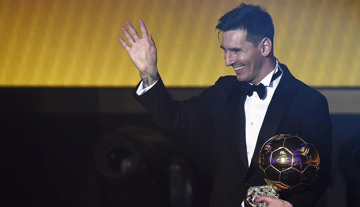 Peraih Ballon d'Or 2015, Lionel Messi, berada pada posisi kedua dengan total kekayaan sebesar 81,4 juta dolar AS. (AFP/Olivier Morin)