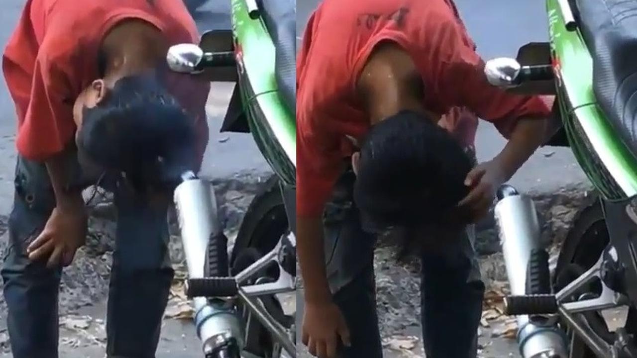 keringkan rambut pakai knalpot