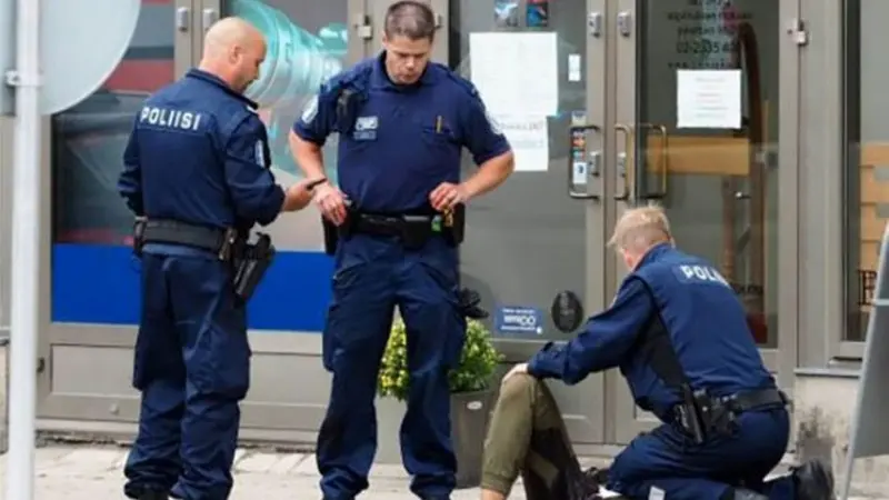 Insiden penusukan terjadi di area Puutori-Market Square di Kota Turku, Finlandia, Jumat sore 18 Agustus 2017.