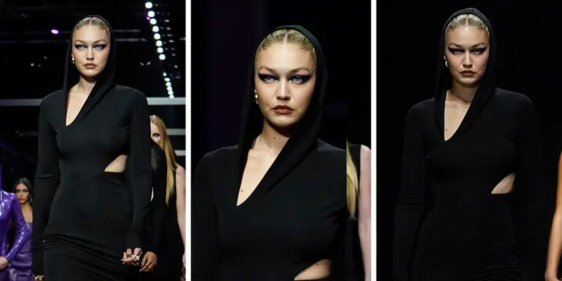 Gaya Gigi Hadid Bawakan Rancangan Versace di Milan Fashion Week