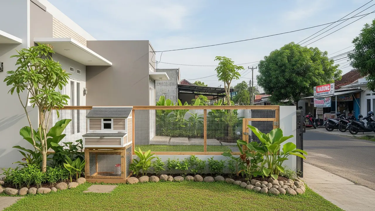 Desain Kandang Ayam Menyatu dengan Pagar Rumah Minimalis