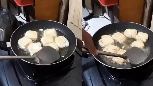 Ilustrasi Menggoreng Tahu
